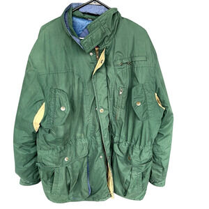 Vintage Brittania Jacket Mens 2X Full Zip Hooded‎ Outerwear Pockets Winter Green